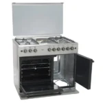 MIKA Standing Cooker MST9042EG4SB– 4 Gas Burners + 2 Hot Plates, Gas Cylinder Cabinet & Stainless Steel Hob