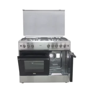 Mika MST9041WEG6HI 90cm Standing Cooker with 4 Gas Burners, Hot Plate, Convection Oven & Rotisserie – Semi-Inox