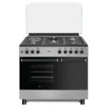 Mika MST9041WEG6HI 90cm Standing Cooker with 4 Gas Burners, Hot Plate, Convection Oven & Rotisserie – Semi-Inox