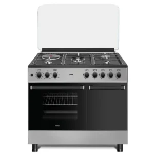 Mika MST9041WEG6HI 90cm Standing Cooker with 4 Gas Burners, Hot Plate, Convection Oven & Rotisserie – Semi-Inox