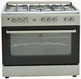 BJS SILVER 60×90 Gas Cooker – 5 Burners, Hot Plate, Wok Burner & Turbo Fan”