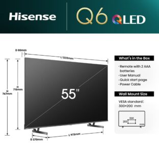 Hisense 55Q6N 55-Inch 4K QLED Smart TV – Quantum Dot Display, Dolby Vision, Smart VIDAA OS