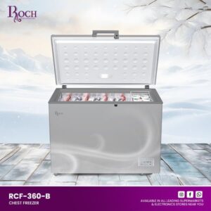 Roch RCF-380-K-B 316 Liters Chest Freezer with Sliding Glass – Silver Energy Saving Display Freezer Kenya