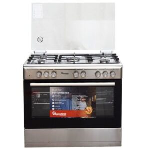 Ramtons RF/499 Silver 5-Gas 90x60 Standing Cooker with Large Oven & Grill – Premium Inox Cooker | Skyzone Electronics Kenya
